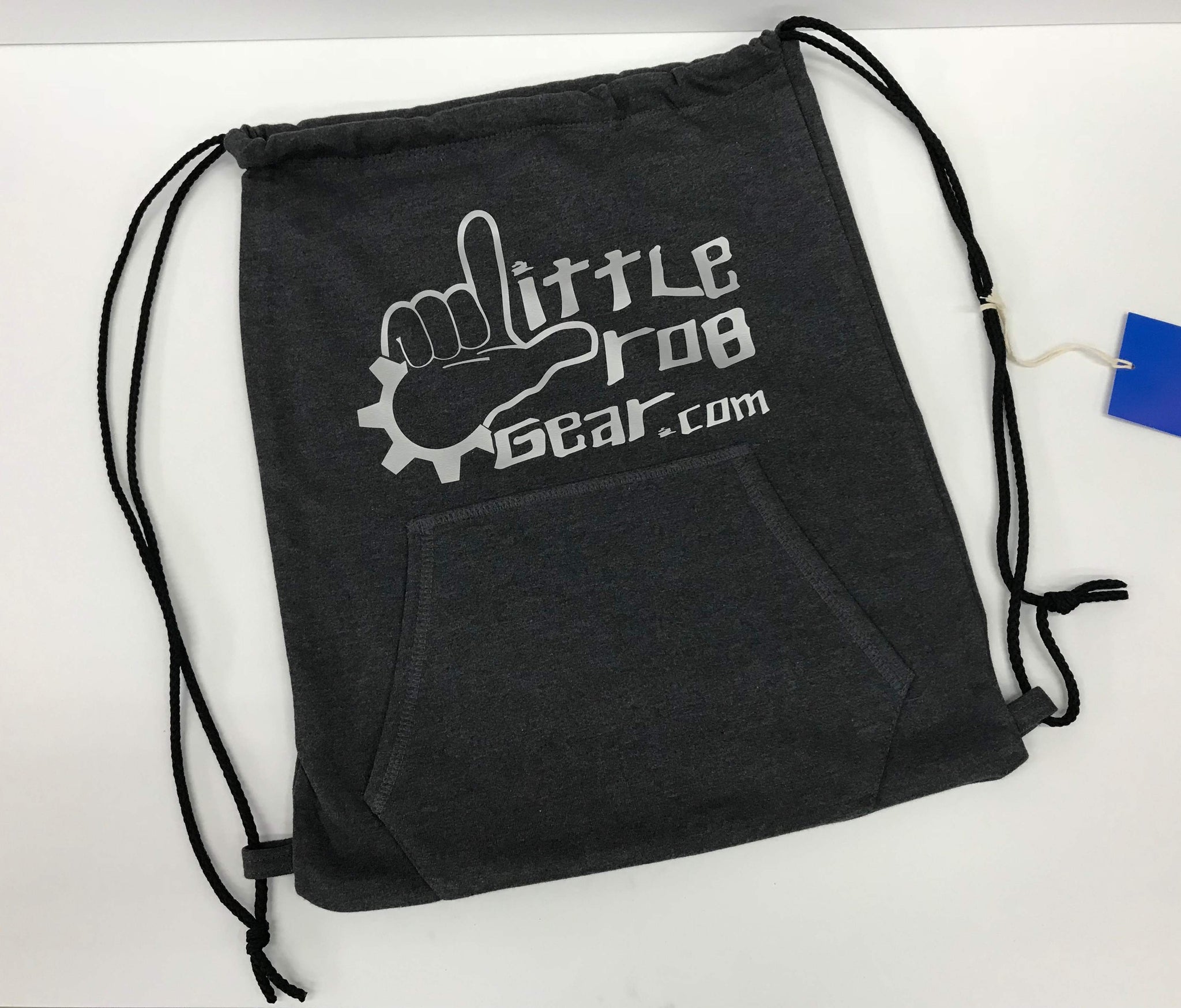 Little Rob black drawstring backpack - made of hoodie material!