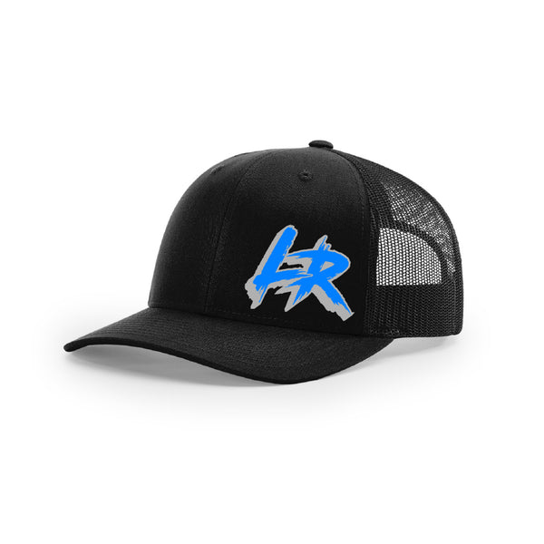 Embroidered "LR" Logo on Black Trucker Hat