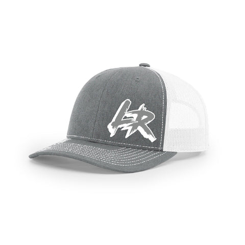 Embroidered "LR" Logo on Gray & White Trucker Hat