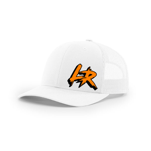 Embroidered "LR" Logo on White Trucker Hat