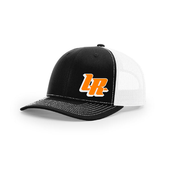 Embroidered "LR" Bold Logo on Black & White Trucker Hat