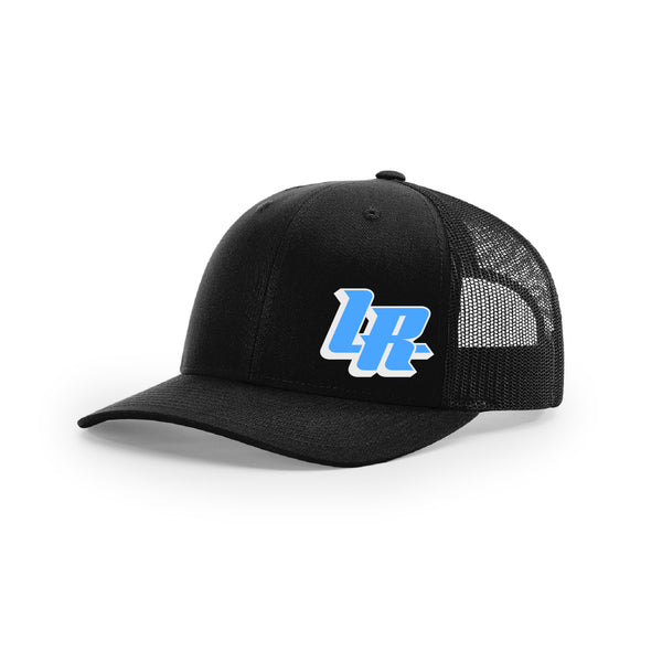 Embroidered "LR" Bold Logo on Black Trucker Hat