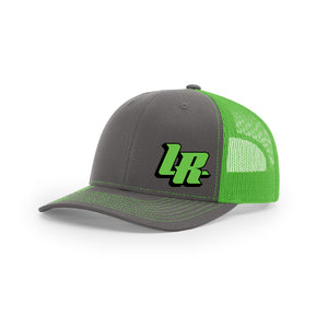Embroidered "LR" Bold Logo on Green & Gray Trucker Hat