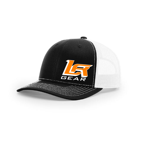 Embroidered "LR Gear" Logo on Black & White Trucker Hat