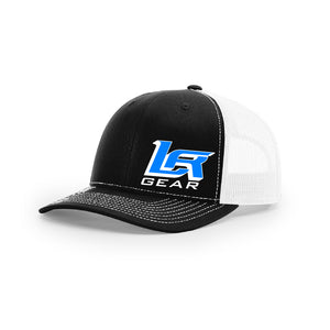 Embroidered "LR Gear" Logo on Black & White Trucker Hat