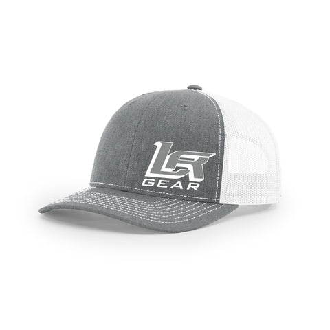 Embroidered "LR Gear" Logo on Gray & White Trucker Hat
