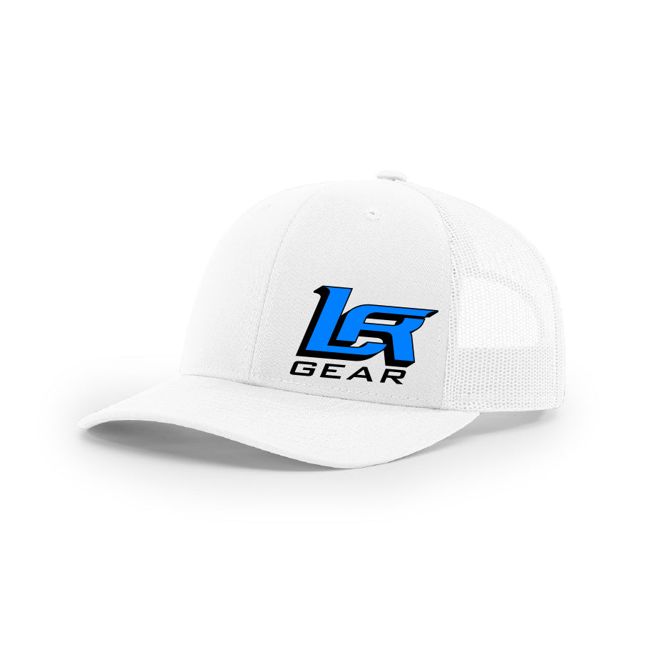 Embroidered "LR Gear" Logo on White Trucker Hat