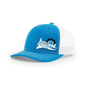 Embroidered "Little Rob Gear" Logo on Blue & White Trucker Hat